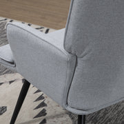 Linen Armchair with Footstool for Living Room or Bedroom Comfort and Support Light Grey