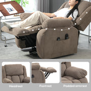 Electric Recliner Chair with Massage Heat and Lift Assist for Easy Relaxation Light Brown AOSOM