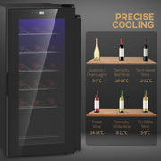 Freestanding Wine Cooler 18 Bottle Capacity With Digital Touch Control And LED Light Black