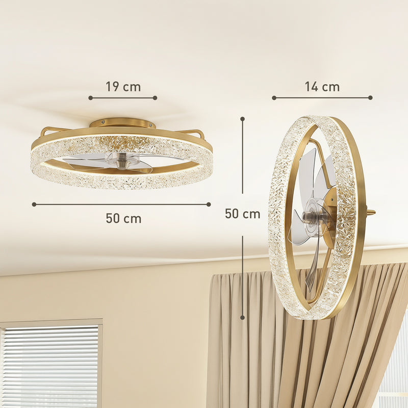 Ceiling Fan With Smart App Control and Adjustable Light for Bedrooms and Small Rooms Gold