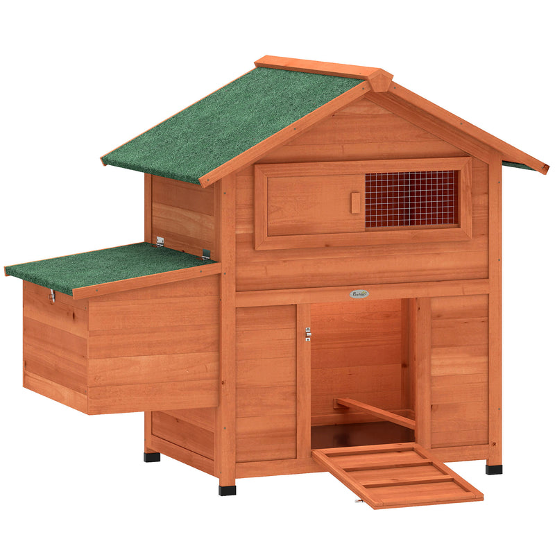 Wooden Chicken Coop for 2 with Nesting Box and Weatherproof Roof for UK Gardens Orange AOSOM