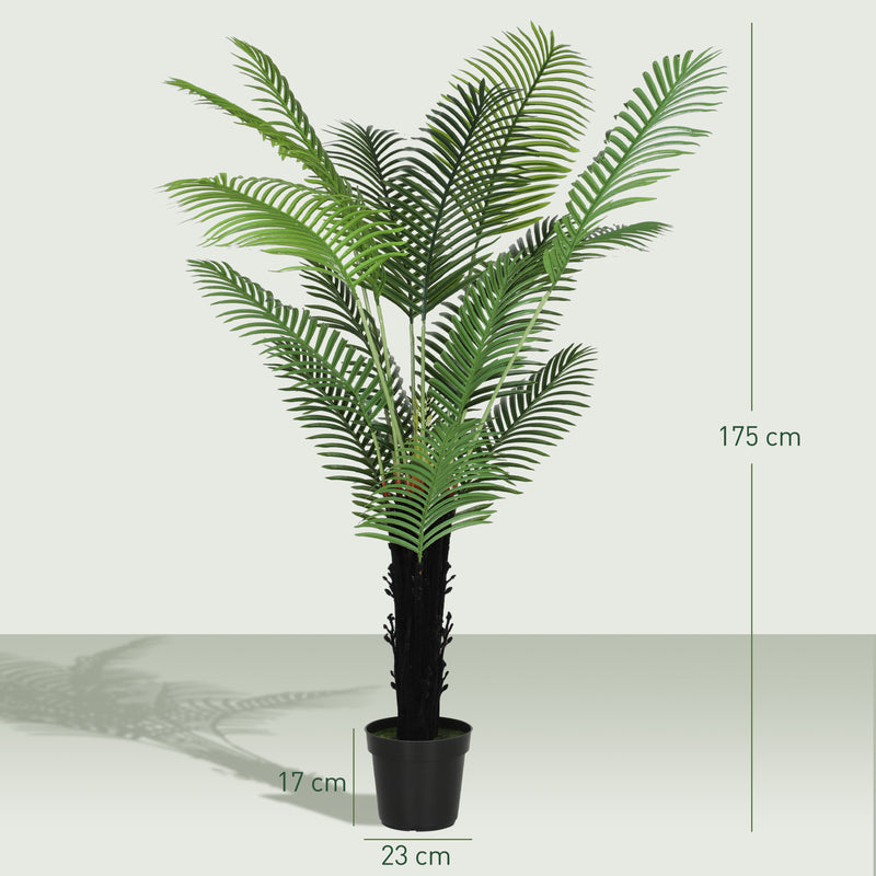 175cm Artificial Areca Palm Tree with 16 PE Leaves for Home or Office Display, Green
