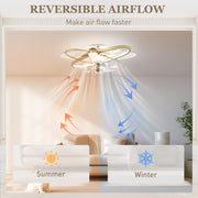 Ceiling Fan with Light and Starry Sky Effect for Year Round Comfort and Easy Control White AOSOM