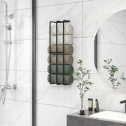 Wall Mounted Metal Towel Rack With Six Rails For Bathroom Storage, Black AOSOM