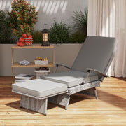 Grey Wicker Reclining Sun Lounger With Cushion for Garden, Pool, and Patio by Outsunny