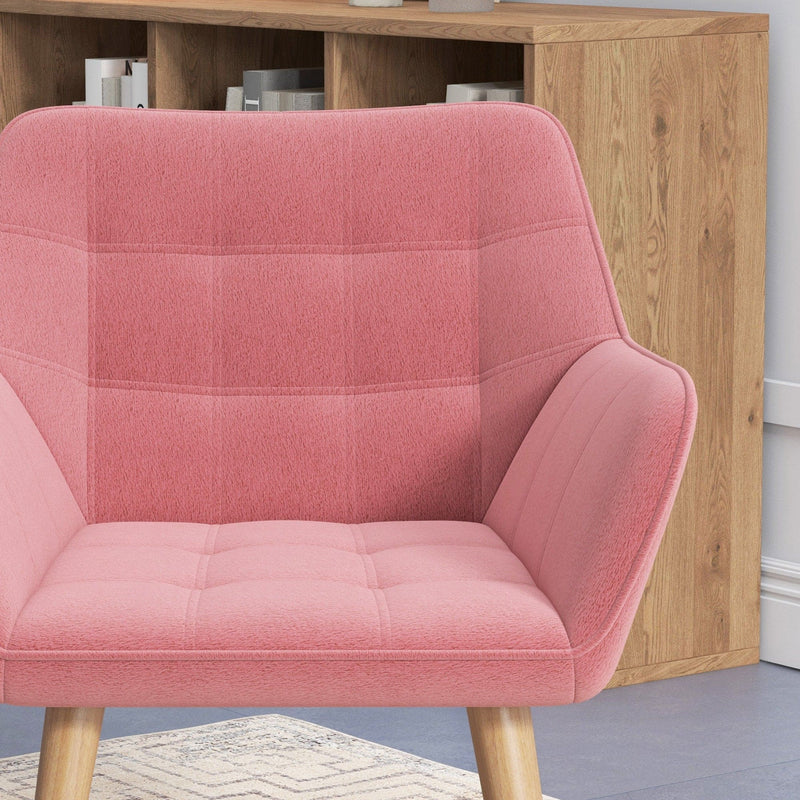 Pink Accent Arm Chair with Wide Arms & Thick Padding for Living Room Comfort by Homcom Homcom