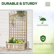 Wooden Garden Planter with Trellis for Climbing Plants Raised Bed for Outdoor Use