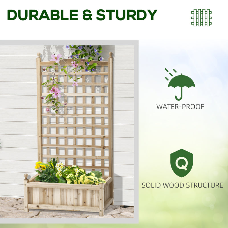 Wooden Garden Planter with Trellis for Climbing Plants Raised Bed for Outdoor Use