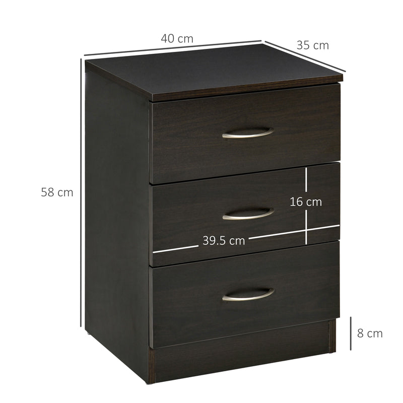 Bedside Table with 3 Drawers for Organising Night-Time Essentials Black