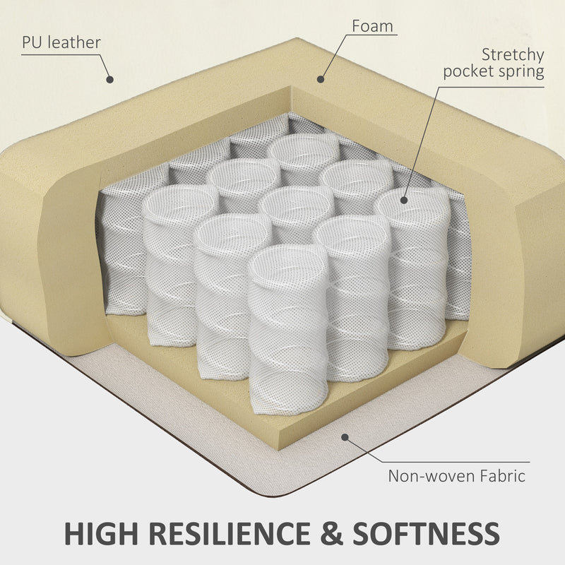 Manual Reclining Swivel Armchair With Footrest And Cup Holders For Lounge Use, Cream