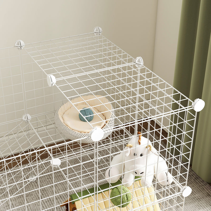 36 Panel Pet Playpen Metal Wire Fence for Small Animals Indoor and Outdoor Use White