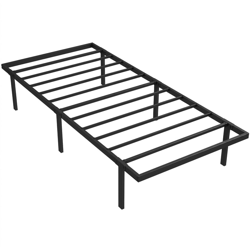 Black Single Metal Bed Frame with Quiet Anti-Squeak Design and Underbed Storage, 21 Stone Weight Capacity