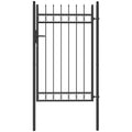 Black Galvanised Steel Garden Gate with Lock and Classic Finials 105 x 204 cm