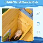 Wooden Pirate Ship Sandpit With Bench and Liner for Kids Outdoor Play, Brown