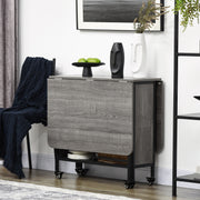 Extendable Drop Leaf Dining Table for 6 People Space Saving Design for Home Grey Black