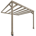 Wooden Lean To Pergola Kit With Concrete Anchors For Garden Patio Shade Light Brown AOSOM