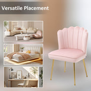 Pink Velvet Shell Accent Chair With Scalloped Backrest For Bedroom Or Living Room