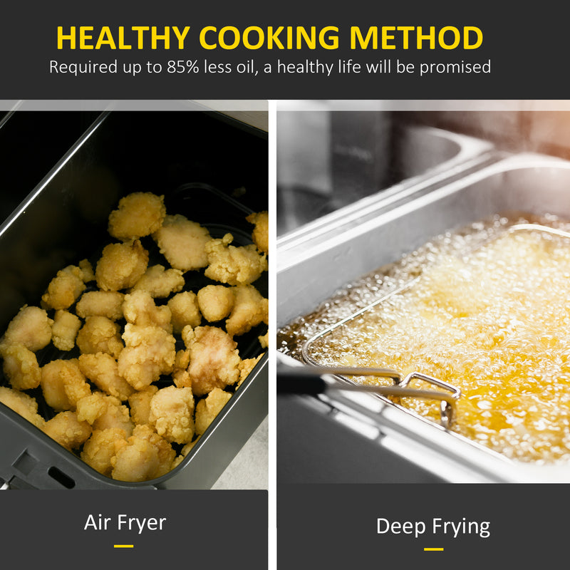 Dual Zone Air Fryer 8L 10 in 1 With Sync Cook Timer for Healthy Low Fat Meals Black