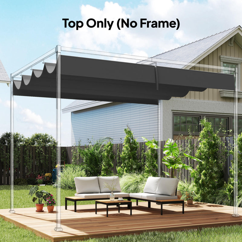 UV Resistant Retractable Replacement Pergola Canopy 4 x 3 m Ideal For Outdoor Shade Dark Grey Outsunny