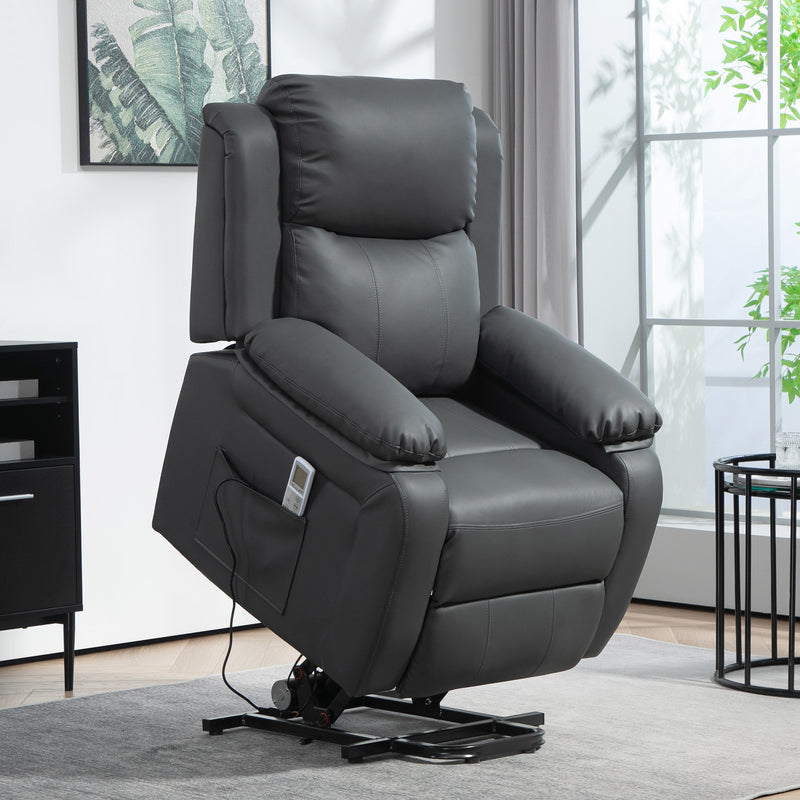 Power Lift Recliner Chair with Massage and Heat for Elderly with Remote Control Dark Grey