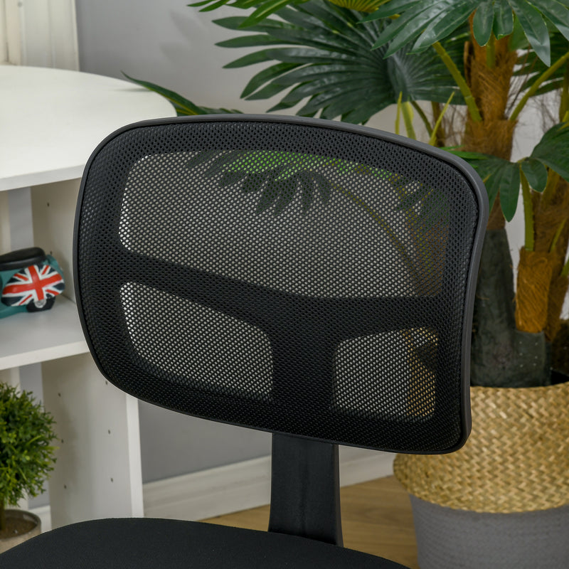 Ergonomic Swivel Mesh Office Chair Without Arms Height Adjustable With Wheels, Black