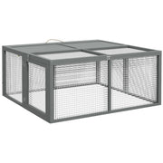 Wooden Folding Rabbit Hutch for 2 to 3 Rabbits with Outdoor Run Space Grey AOSOM