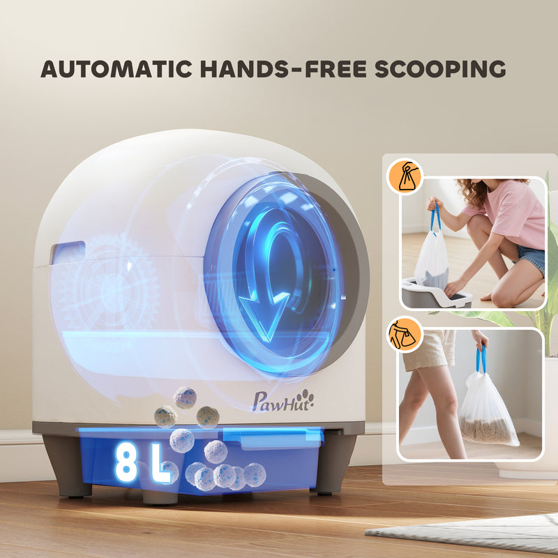 Extra Large Self Cleaning Cat Litter Tray with App Control and Odour Removal, Grey