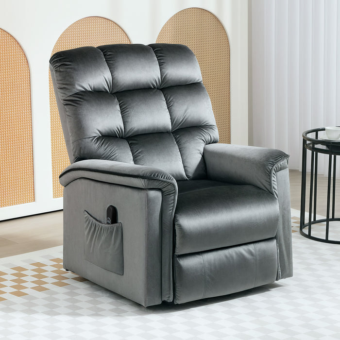 Dark Grey Velvet Feel Electric Lift Recliner Chair for Comfort and Support by HOMCOM