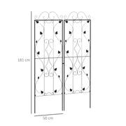 Set of 2 Metal Garden Trellises with Leaf Design for Climbing Plant Support and Decor