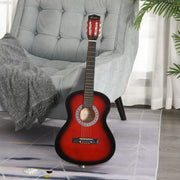 Three Quarter Acoustic Guitar Set For Beginners With Carry Case Ideal For Learning Red AOSOM