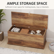 Grey 113L Storage Chest with Flip-Top Lid and Safety Hinges for Living Room or Hallway by HOMCOM