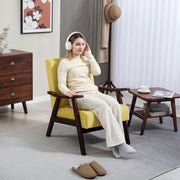 Champagne Velvet Accent Chair with Solid Wood Frame and Padded Seat for Living Room by HOMCOM