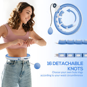 Smart Weighted Hula Hoop Light Blue With 16 Detachable Knots And Digital Calorie Counter AOSOM
