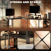 Black L Shaped Corner Desk 168cm with Adjustable Shelf and Storage for Two People by HOMCOM