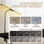 Black LED Clamp Desk Lamp With Double Head And Gooseneck For Office Or Study Use AOSOM