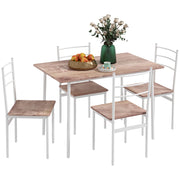 5 Piece Space Saving Dining Table and Chairs Set for Small Kitchens or Flats Brown White