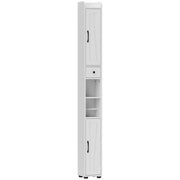 Tall Slim Bathroom Storage Cabinet With Barn Doors And Adjustable Shelves, White