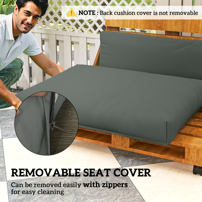 Charcoal Grey 2 Seater Pallet Furniture Cushions 20cm Thick UPF20+ Outdoor Seat Pads by Outsunny