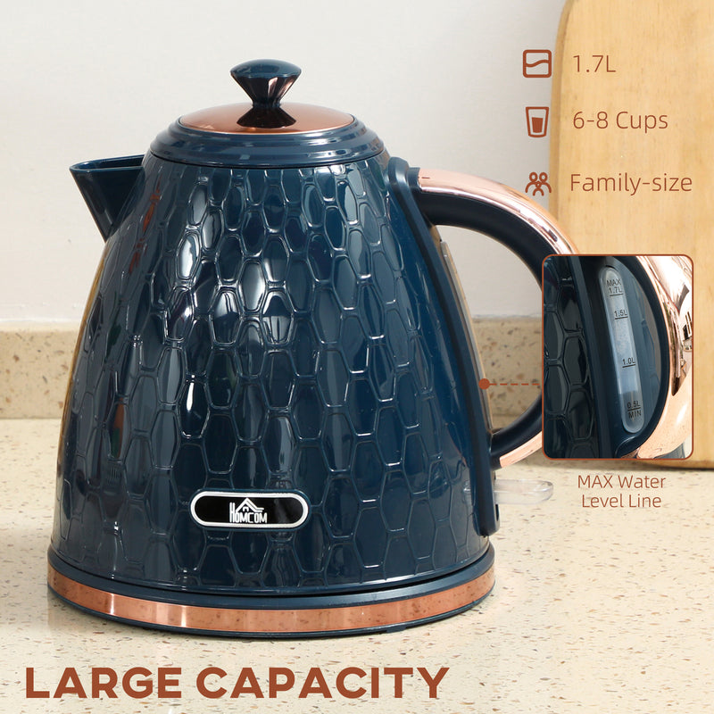 3000W Electric Kettle With Rapid Boil And Honeycomb Design For Kitchen Use Dark Blue AOSOM