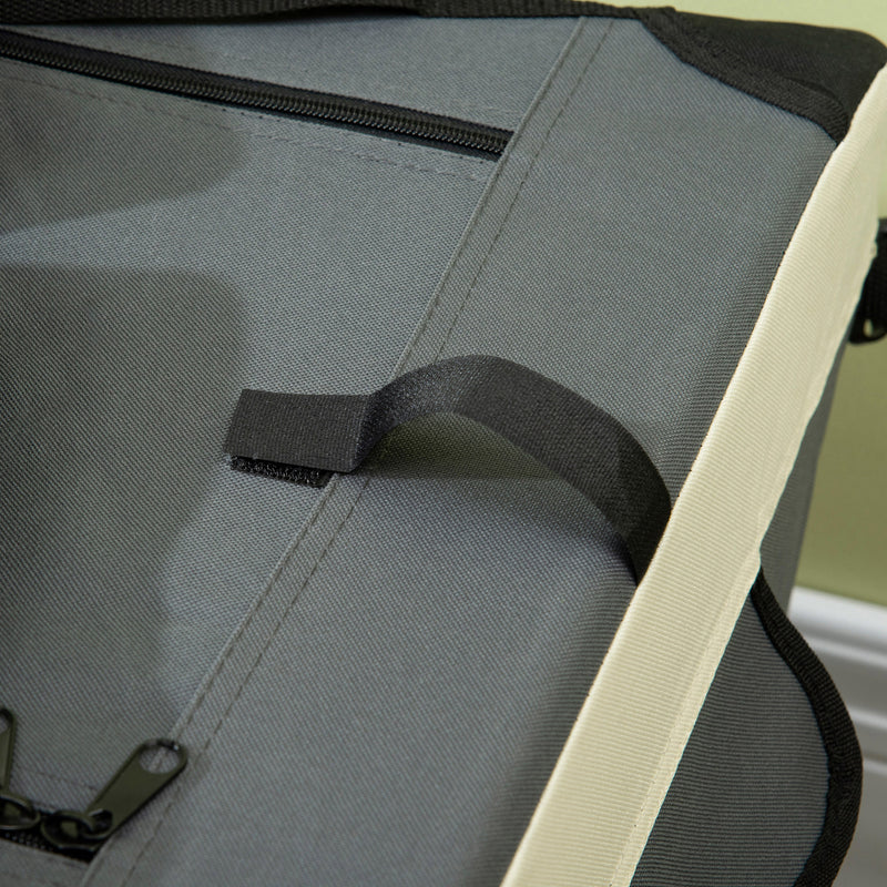Foldable Pet Carrier With Cushion for Large Dogs and Cats Easy Travel Crate, Grey
