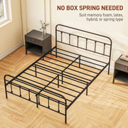 King Size Metal Bed Frame With Underbed Storage Modern Minimalist Design Black