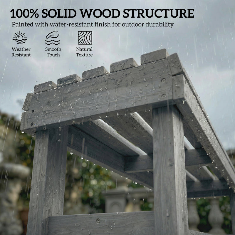 Wooden Garden Bench for Two with Curved Seat and Water Resistant Finish Grey Outsunny