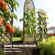Garden Arch Set for Climbing Plants Hand Woven Wicker Slim Design Natural Wood Finish Outsunny