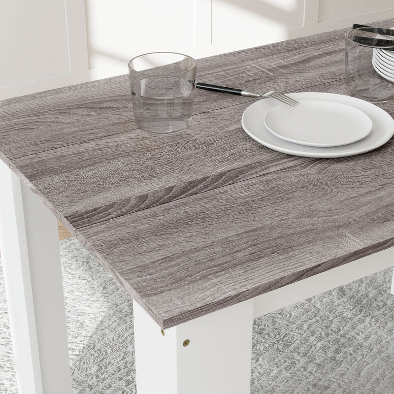 Dining Table for Small Spaces Seats 6 Easy Clean Surface Grey Wood Effect White AOSOM