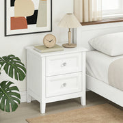 Bedside Table with 2 Drawers for Organised Bedroom Storage White Homcom