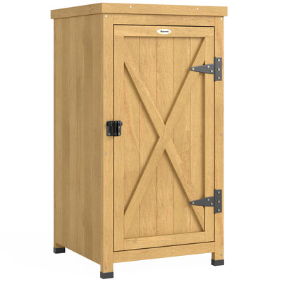 Compact Outdoor Storage Cupboard for Small Patios or Balconies with Shelves, Light Brown, 45x45x85cm Outsunny