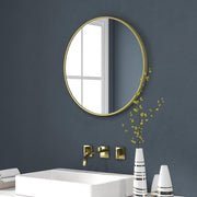 Round Aluminium Frame Bathroom Mirror 70cm Ideal for Modern Interiors Gold Tone
