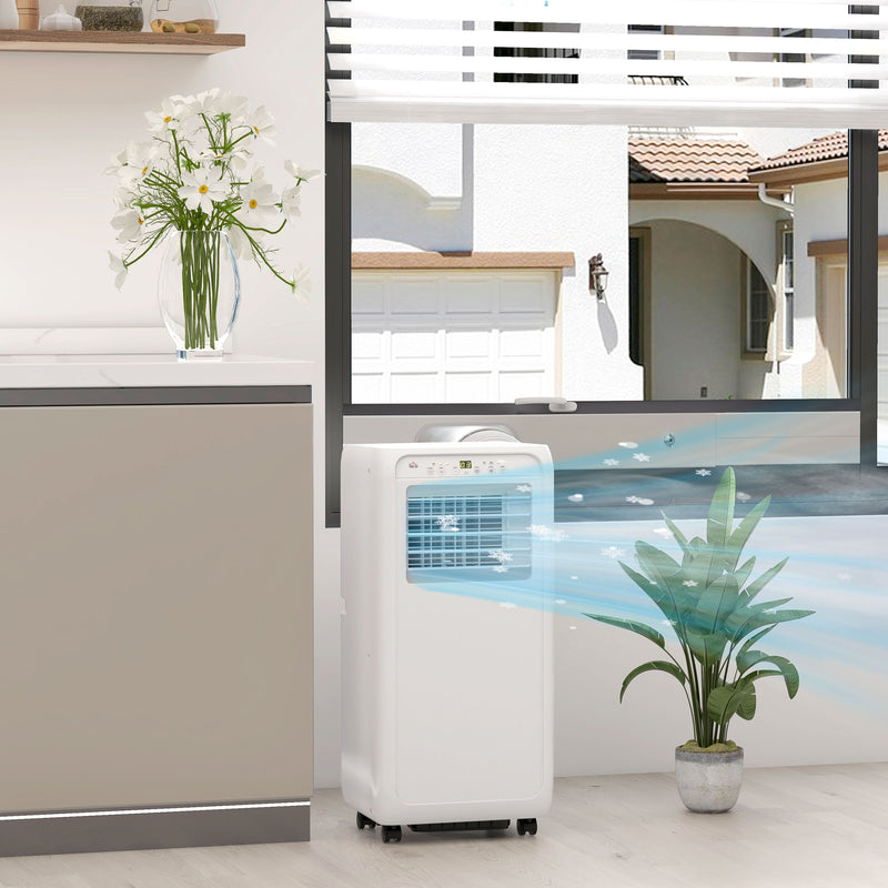 9000 BTU Portable Air Conditioner with Dehumidifier Timer and Wheels for Rooms up to 28 SQM White