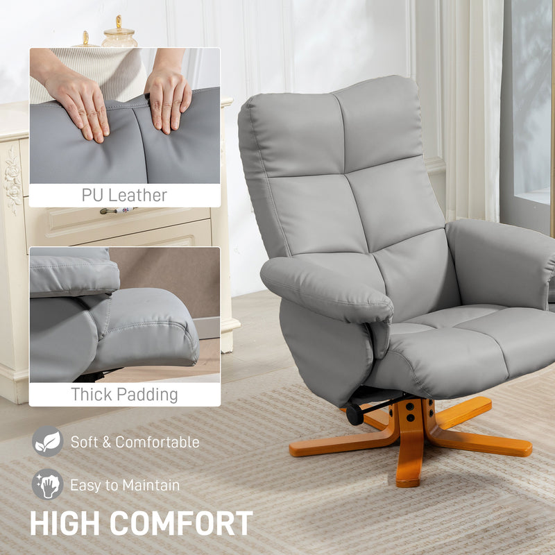 Recliner Swivel Chair with Footstool and Storage for Living Room Comfort, Light Grey