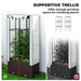 Raised Garden Bed with Trellis Plastic Planter Box with Drainage for Climbing Plants by Outsunny